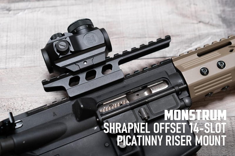 Monstrum Store Shrapnel Offset Picatinny Riser Mount with Recoil Stop Base | 14 Slot 5 inch | High Profile - Image 2